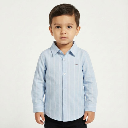 JUNIOR CLUB REGULAR FIT COTTON STRIPED FULL SLEEVE SHIRT FOR KIDS